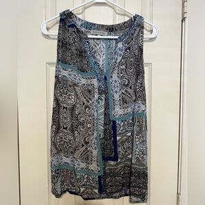 Paisley print poly/rayon tank top.